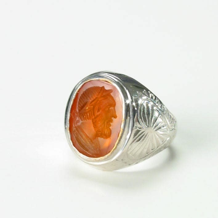 Roman Carnelian Intaglio of the Bust of an Emperor, 100 CE - 300 CE