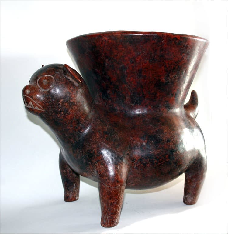 Colima Terracotta Vessel Supported by a Dog, 300 BCE - 300 CE