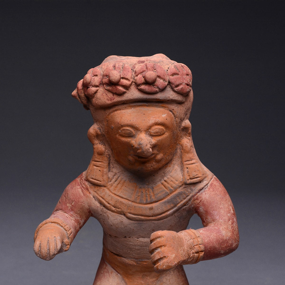 Jama Coaque Terracotta Sculpture of a Dancing Shaman, 200 BCE - 600 CE