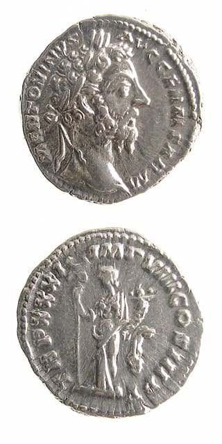 Silver Denarius of Emperor Marcus Aurelius, 161 CE - 180 CE