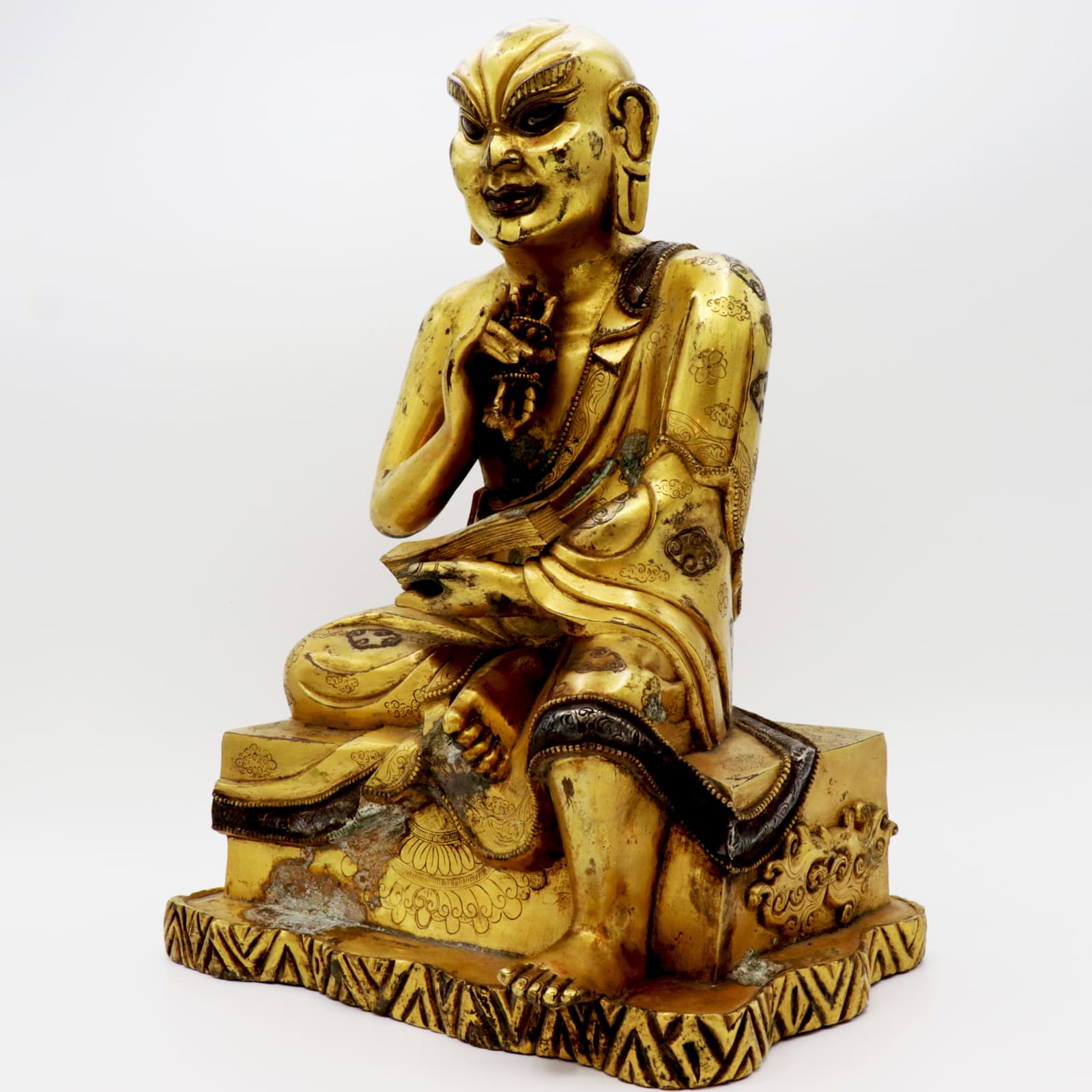 Sino-Tibetan Sculpture of an Arhat, possibly Manjuvajra, Eighteenth to Nineteenth Century AD