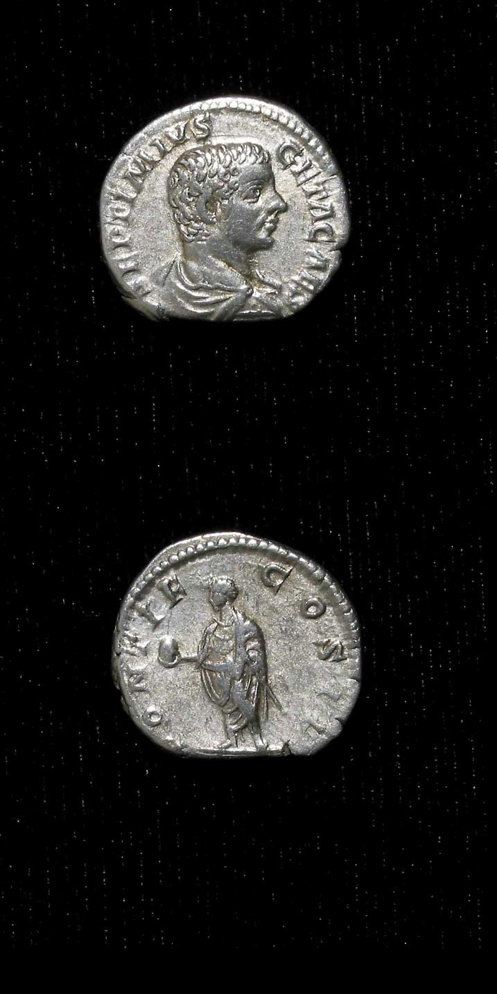 Silver Denarius of Geta Struck While Caesar, 202 CE - 209 CE