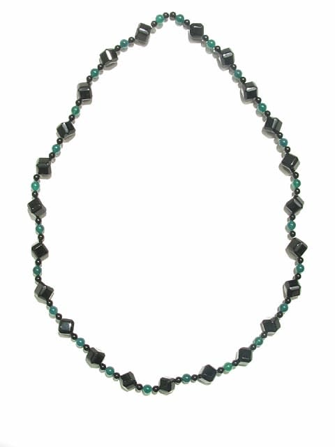 Black Onyx And Dyed Chalcedony Bead Necklace