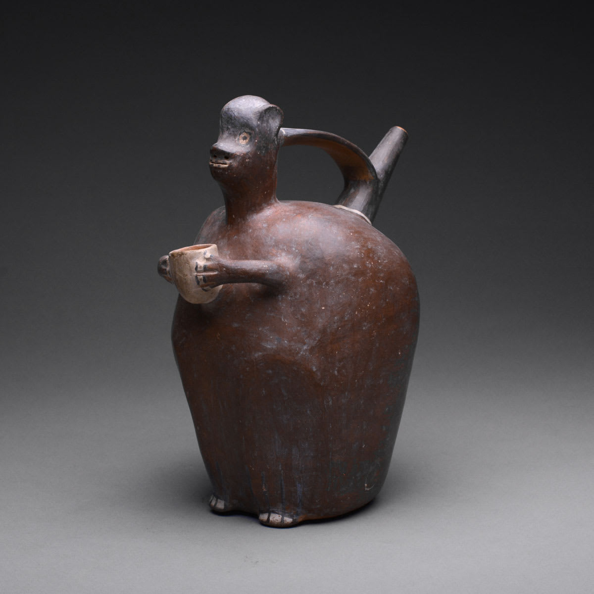 Paracas/Nazca Vessel in the Form of a Monkey, 200 BCE - 200 CE