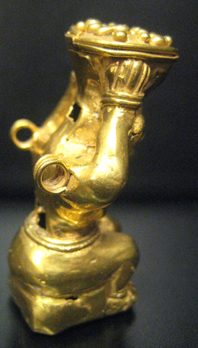 Tairona Gold Pendant of a Seated Bound Female, 900 CE - 1200 CE