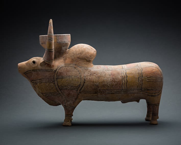 Slip-painted Terracotta Sculpture of a Zebu Bull, 2800 BCE - 2600 BCE