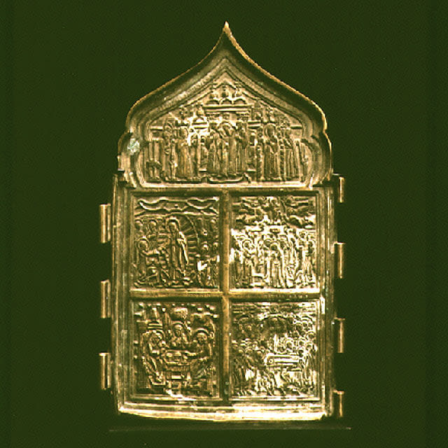 Section of a Brass Traveling Icon, 1750 CE - 1900 CE