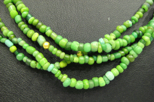Green Glass Bead Necklace, 100 CE - 1200 CE