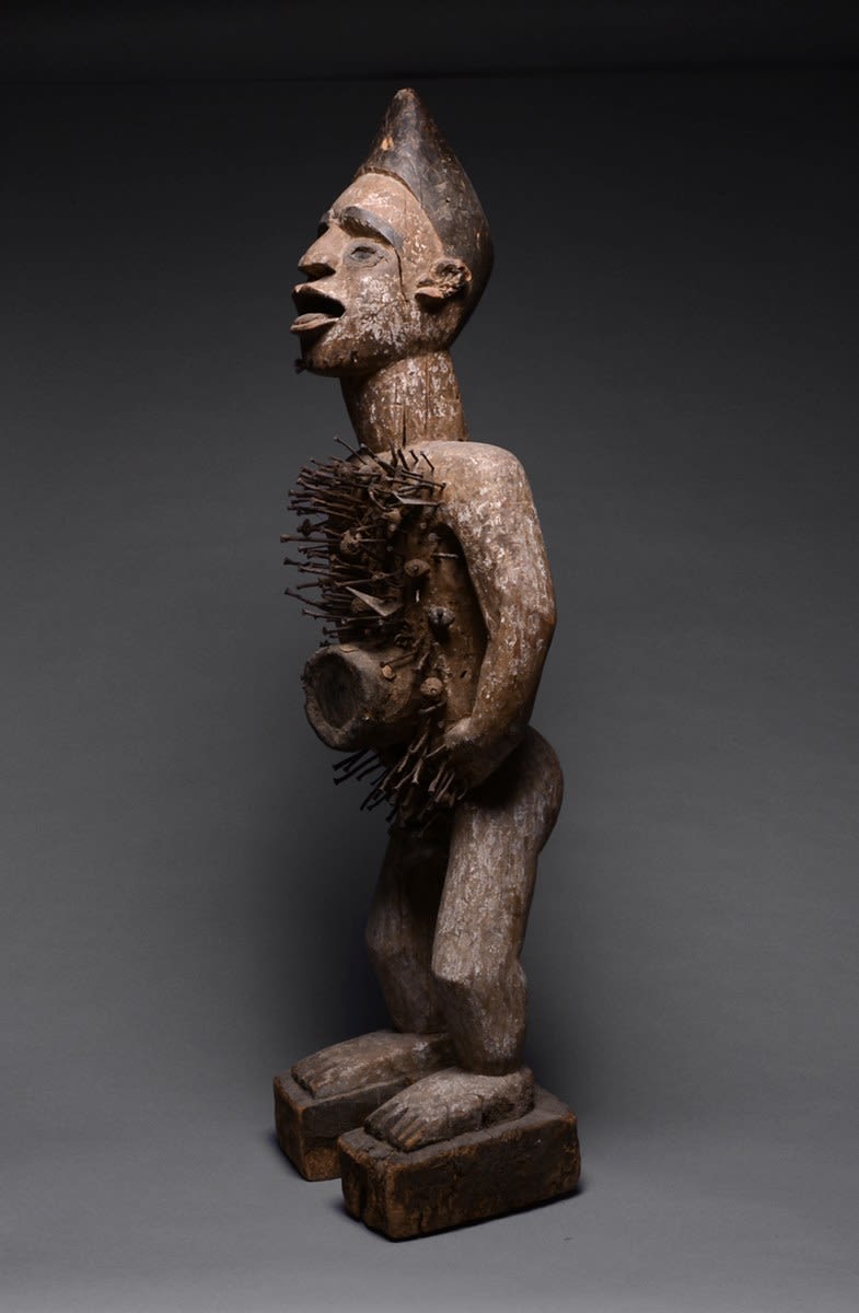 Kongo Wooden Nkisi Nkondi Sculpture, 20th Century CE