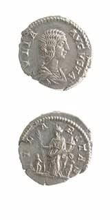 Silver Denarius of Empress Julia Domna, 196 CE - 211 CE