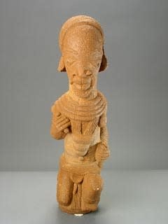 Nok Terracotta Sculpture of a Kneeling Man, 100 BCE - 300 CE