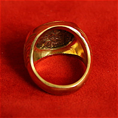 Gold Ring with Silver Drachm of King Alexander the Great, 336 BCE - 323 BCE