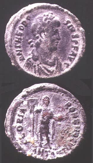Bronze Coin of Emperor Theodosius I, 379 CE - 395 CE