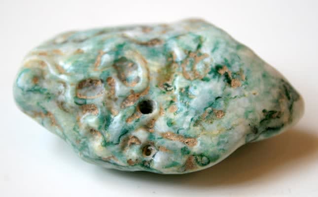 Mayan Jade-Like Stone Pendant Depicting a Serpent's Head, 600 CE - 900 CE