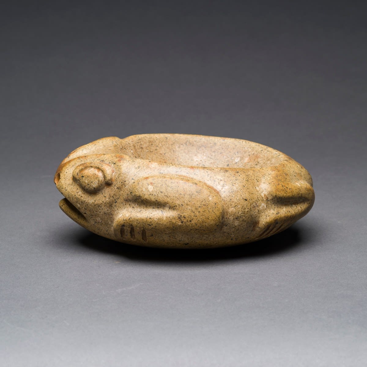 Costa Rican stone mortar in the form of a frog