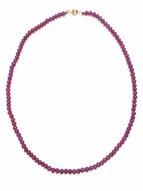 Ruby Bead Necklace Of 205 Carats - With A 14 Karat Gold Clasp