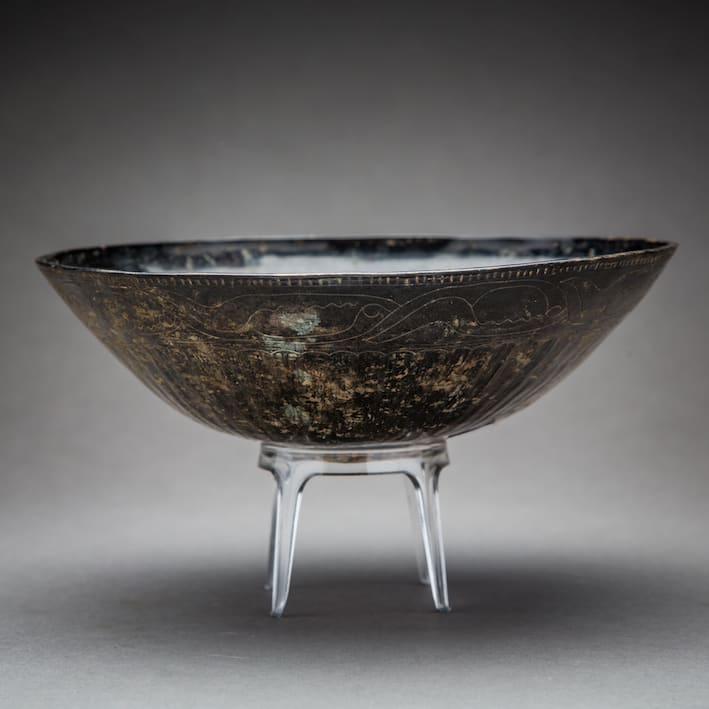 Sassanid Bronze Bowl with Incised Decorations, 200 CE - 600 CE