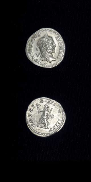 Silver Denarius of Emperor Caracalla, 210 CE - 213 CE