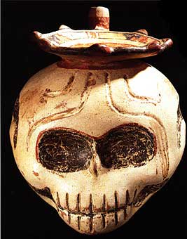 Terracotta Skull Vessel With Spout, 800 CE - 1200 CE