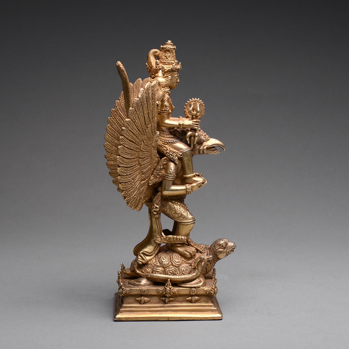 Javanese Votive Figure of Vishnu, riding on the Shoulders of Garuda, AD 900 - AD 1300