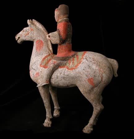 Han Polychrome Horse and Rider, 206 BCE - 220 CE