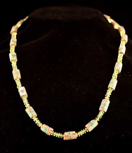Venetian Glass Trade Bead and Peridot Bead Necklace, 17th Century CE - 18th Century CE