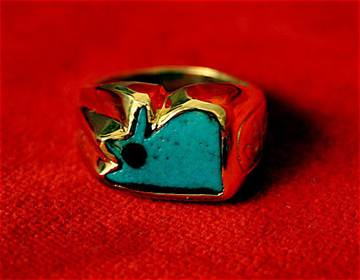 Gold Ring with Faience Eye of Horus Amulet, 1600 BCE - 1100 BCE