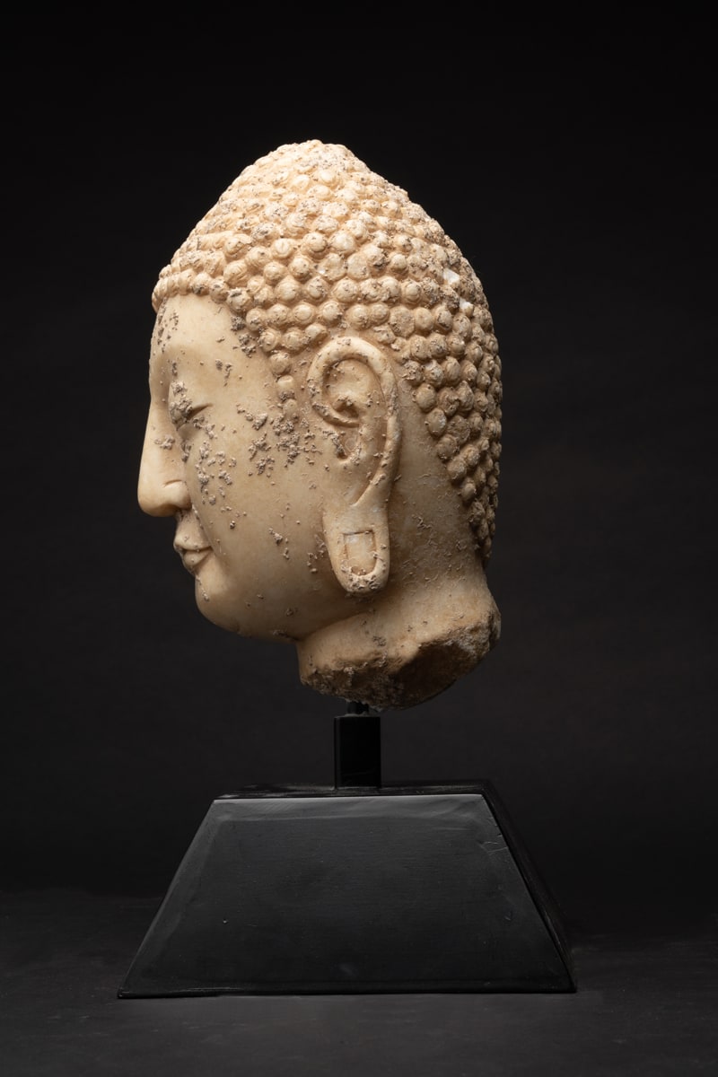 Northern Qi or Sui Marble Head of a Buddha, 550 CE - 618 CE