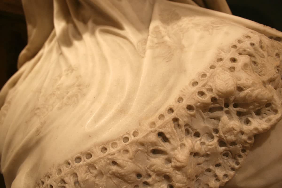 Marble Bust of a Veiled Maiden Signed By Raffaello Monti, 1860 CE