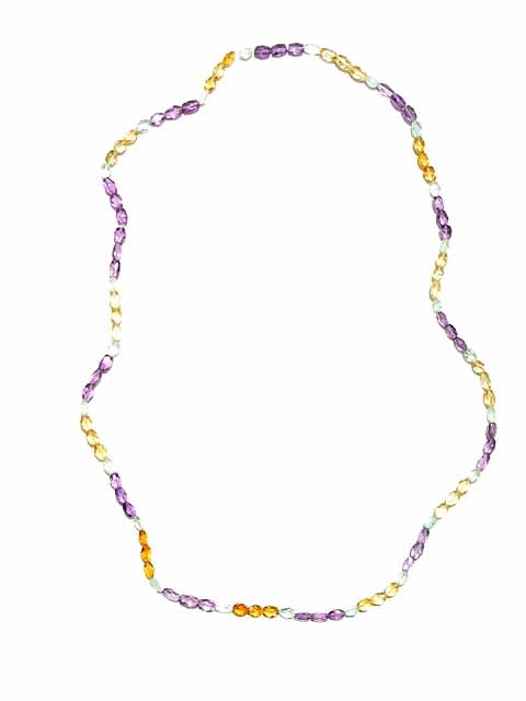 Amethyst, Citrine And Aquamarine Bead Necklace