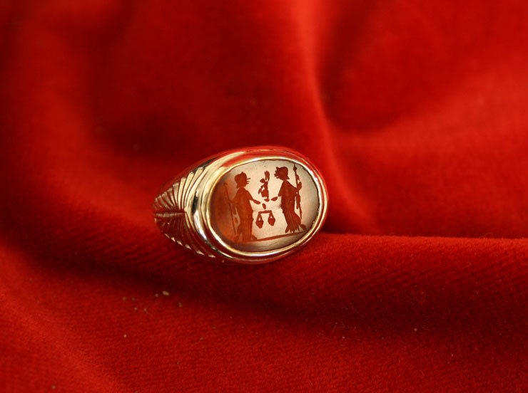 Roman Carnelian Intaglio Depicting Two Goddesses, 100 CE - 300 CE