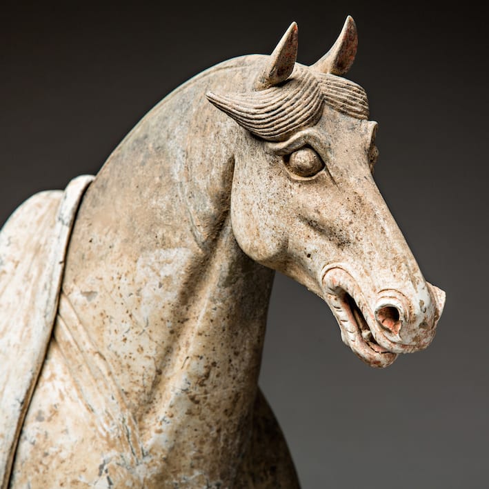 Tang Sculpture of a Horse with Removable Saddle, 7th Century CE - 8th Century CE