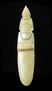 Guanacaste-Nicoya Jade Bird-Celt Pendant with a Large Headdress, 100 CE - 500 CE