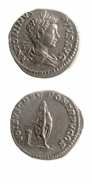 Silver Denarius of Emperor Caracalla, 202 CE