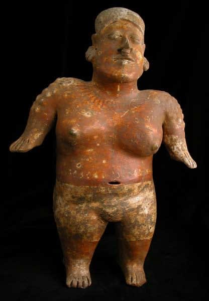 El Arenal Brown Style Jalisco Terracotta Sculpture of a Standing Woman, 300 BCE - 300 CE