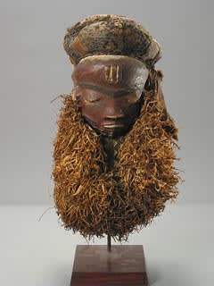 Pende Wooden Mask with a Raffia Beard, 20th Century CE