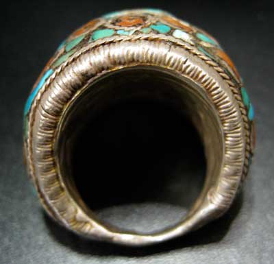 Silver Ring Inlaid with Semi-Precious Stones, 19th Century CE