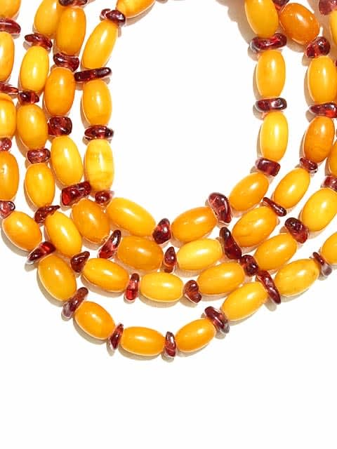 Amber Bead and Garnet Bead Necklace