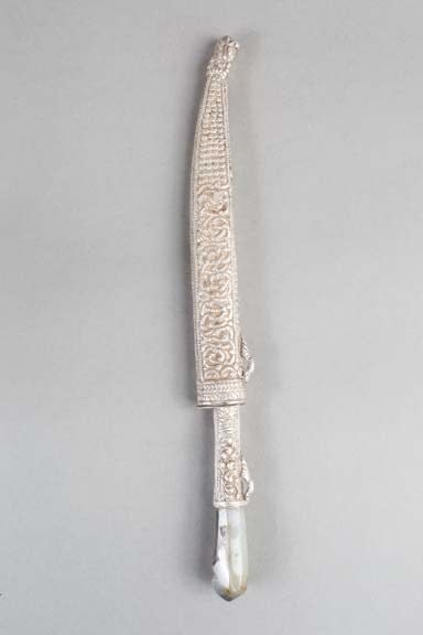 Elaborately decorated silver knife