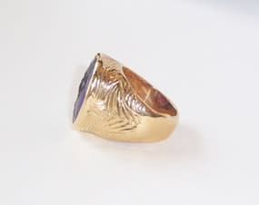 Gold RIng with Classical Revival Amethyst Intaglio of a Bearded Man, 1700 CE - 1900 CE