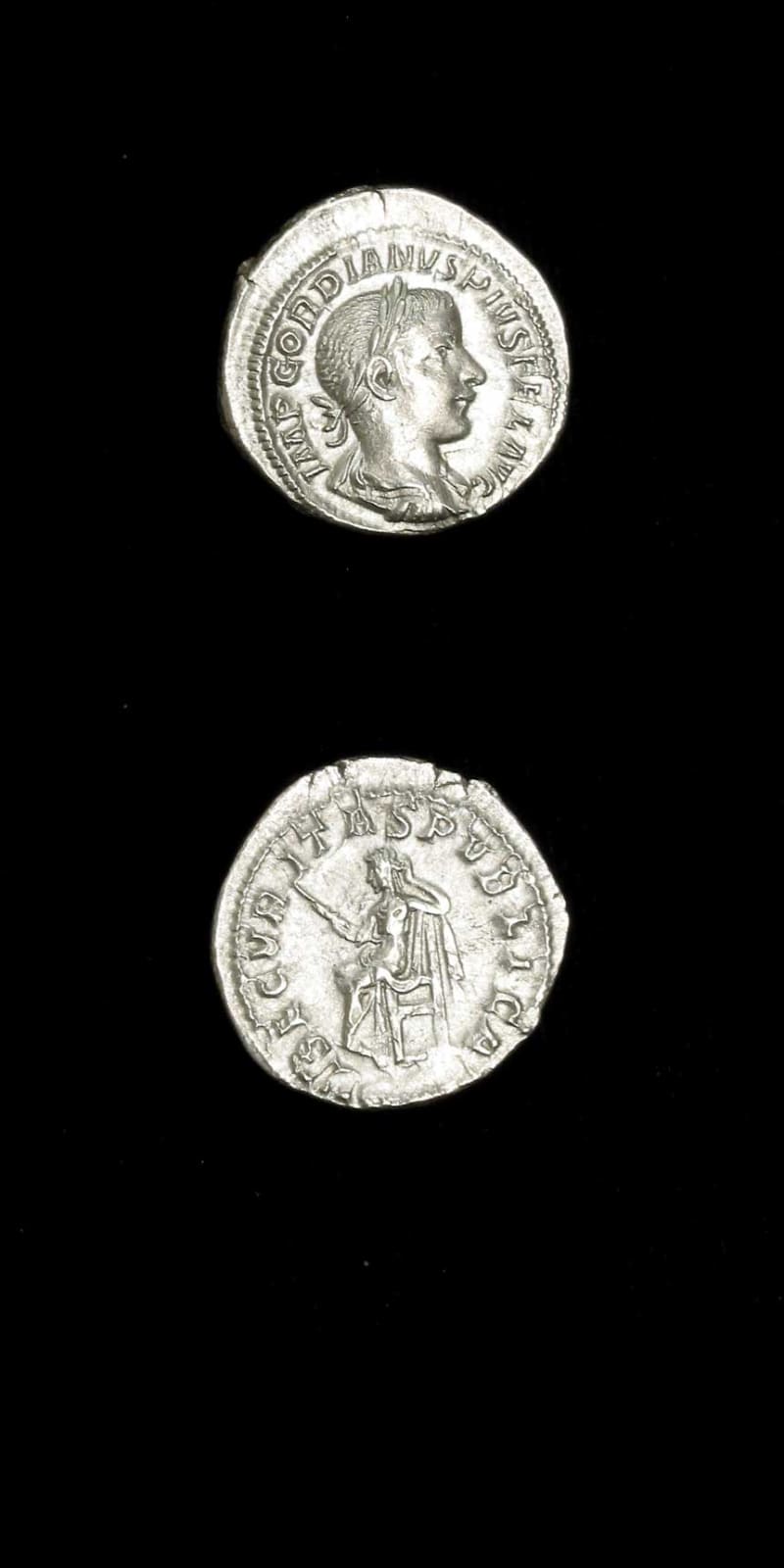 Silver Denarius of Emperor Gordian III, 240 CE - 244 CE