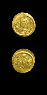 Byzantine Gold Solidus of Emperor Justinian I, 527 CE - 565 CE