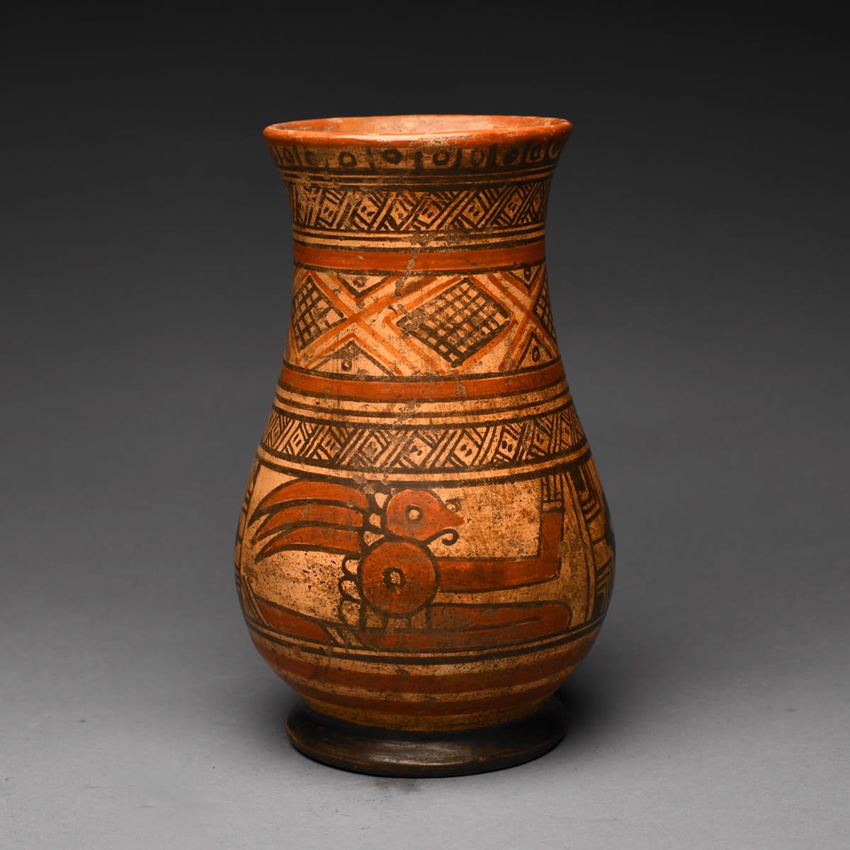 Terracotta Polychrome Vessel Of A Seated Figure, 800 CE - 1500 CE