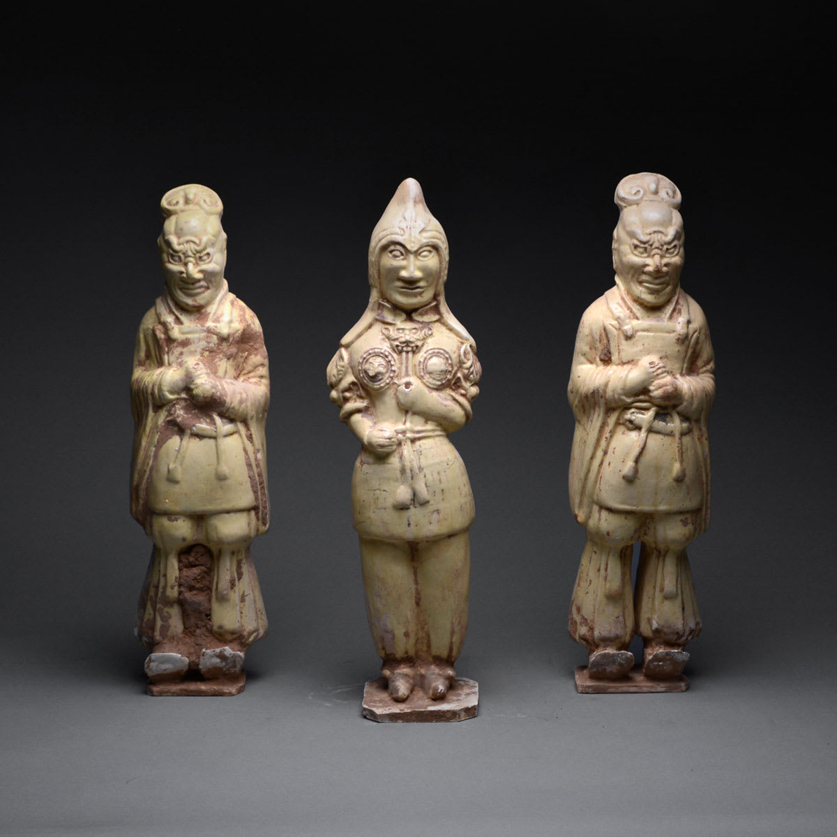Sui Set of a Military Official and Two Tomb Guardians, 581 CE - 618 CE
