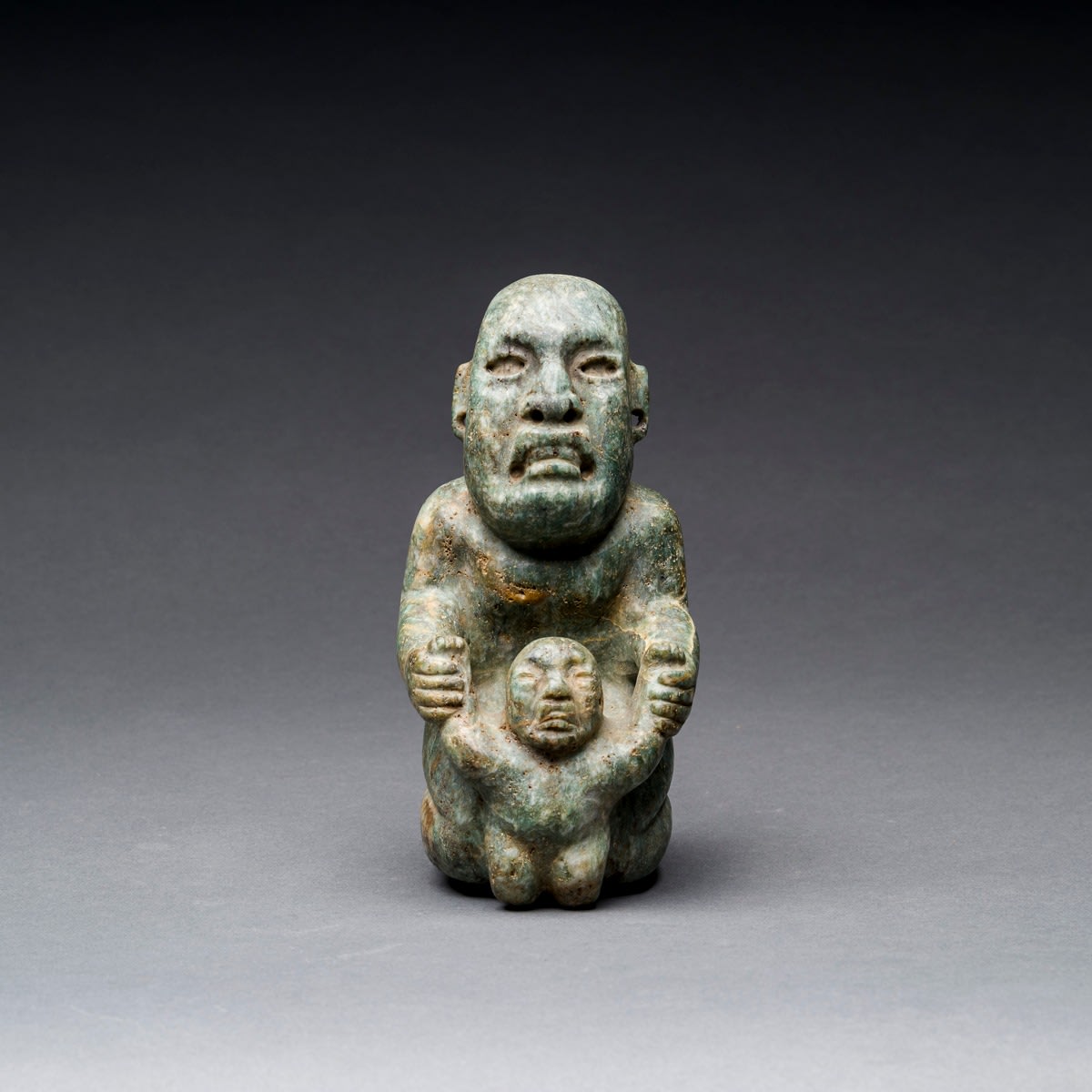 Olmec Greenstone Mother & Child, 900 BCE - 500 BCE