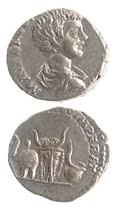 Silver Denarius of Caracalla Struck While Caesar, 196 CE - 198 CE