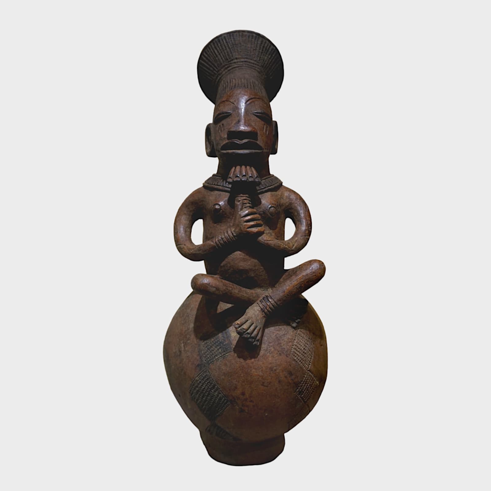 Mangbetu Effigy Vessel, depicting a Seated Man, Nineteenth to Twentieth Century AD