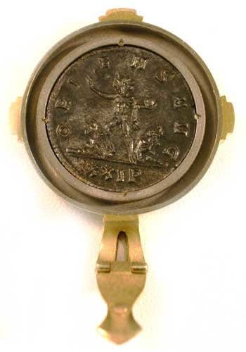 Gold Pendant with Roman Bronze Coin of Emperor Aurelian, 270 CE - 275 CE
