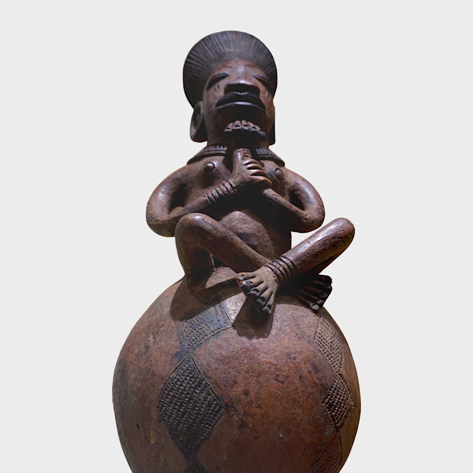 Mangbetu Effigy Vessel, depicting a Seated Man, Nineteenth to Twentieth Century AD