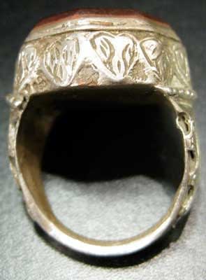 Carnelian Seal of a Deer Set in a Silver Ring